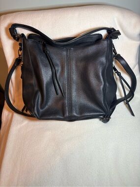 Realer brand Black Leather Shoulder Bag for Women